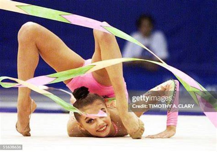 Alina performs during her gold medal performance during the 2004 Athens Games
