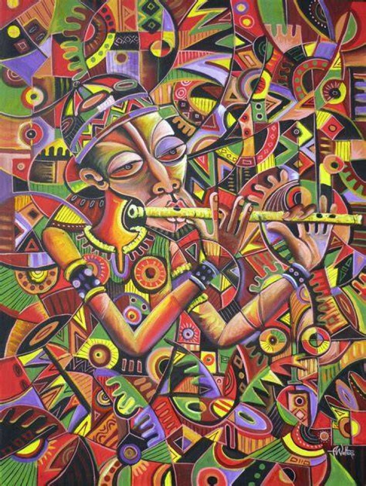 Art Cameroon African paintings by Angu Walters Famous abstract