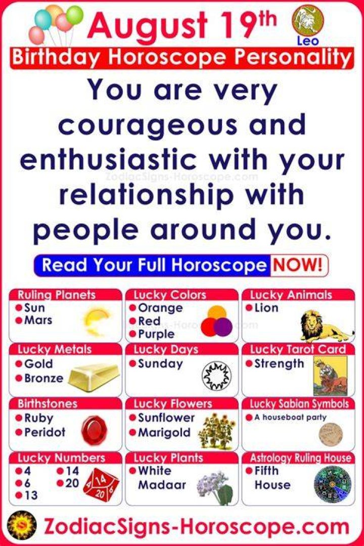 August 19 Birthday Horoscope Personality Sun Signs