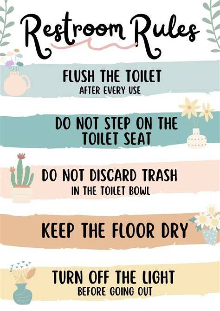 Bathroom Etiquette Restroom Rules Printable Wall Art Download Etsy