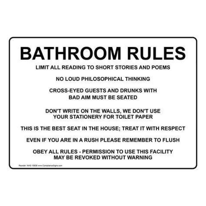 Bathroom Rules Sign NHE15938 Restroom Etiquette