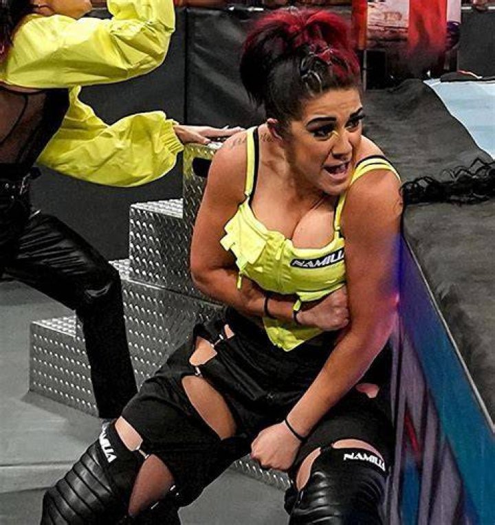 Bayley also had yellow low cut top on at WWE Backlash