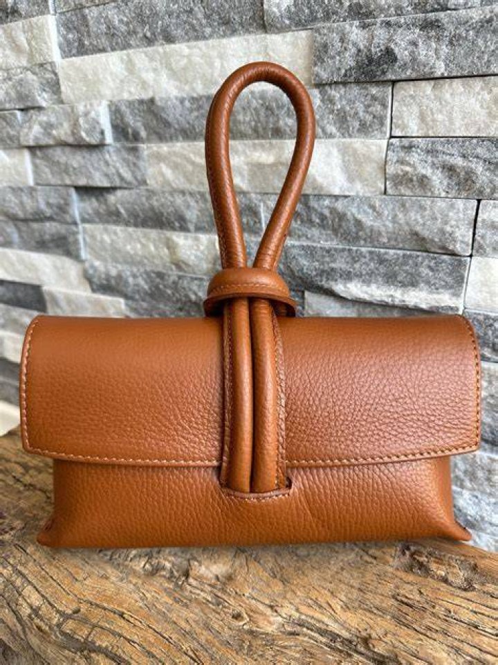 brown leather clutch