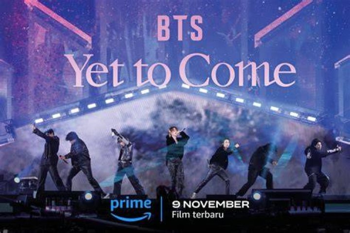 BTS Yet to Come In Cinemas poster featuring RM, Jin, Suga, J-Hope, Jimin, V and Jungkook