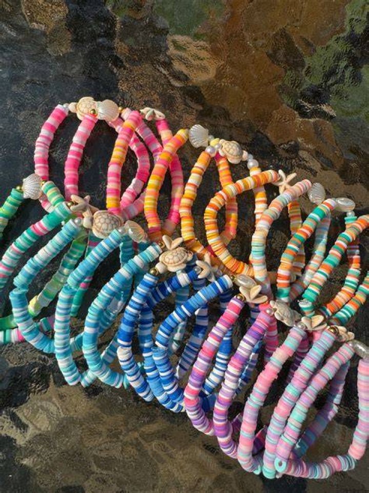 Clay Bead Bracelet Ideas Summer Bright Patterned Clay Bead Bracelet