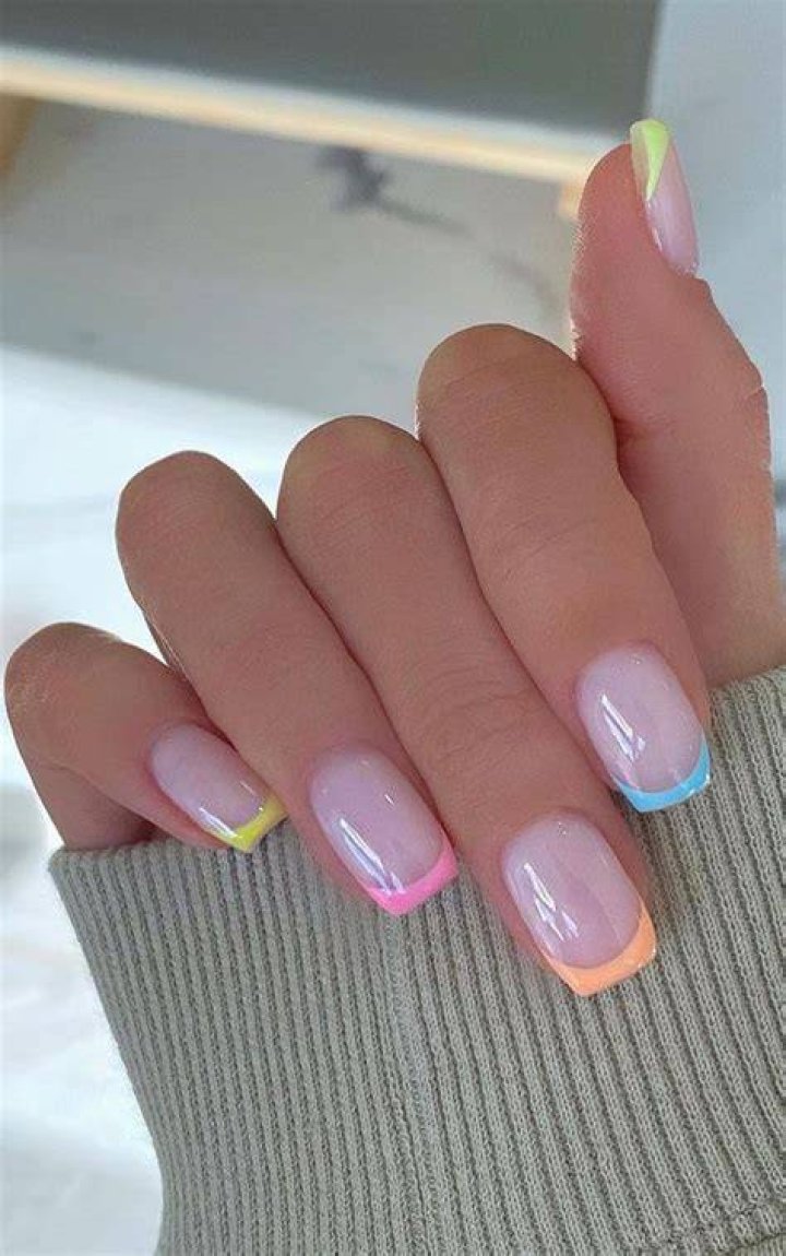 Cute Colored Tip Manicure &middot; How To Paint A French Tip &middot; Nail Painting