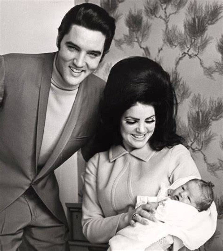 Elvis Presley and Priscilla with baby Lisa Marie