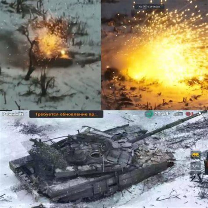 Footage captured the mighty tank lying in a mangled heap
