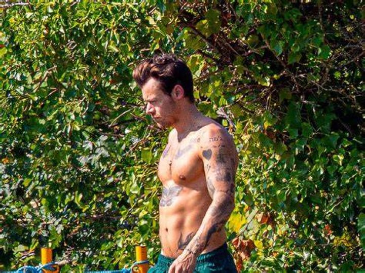 Harry showing off his tattoos