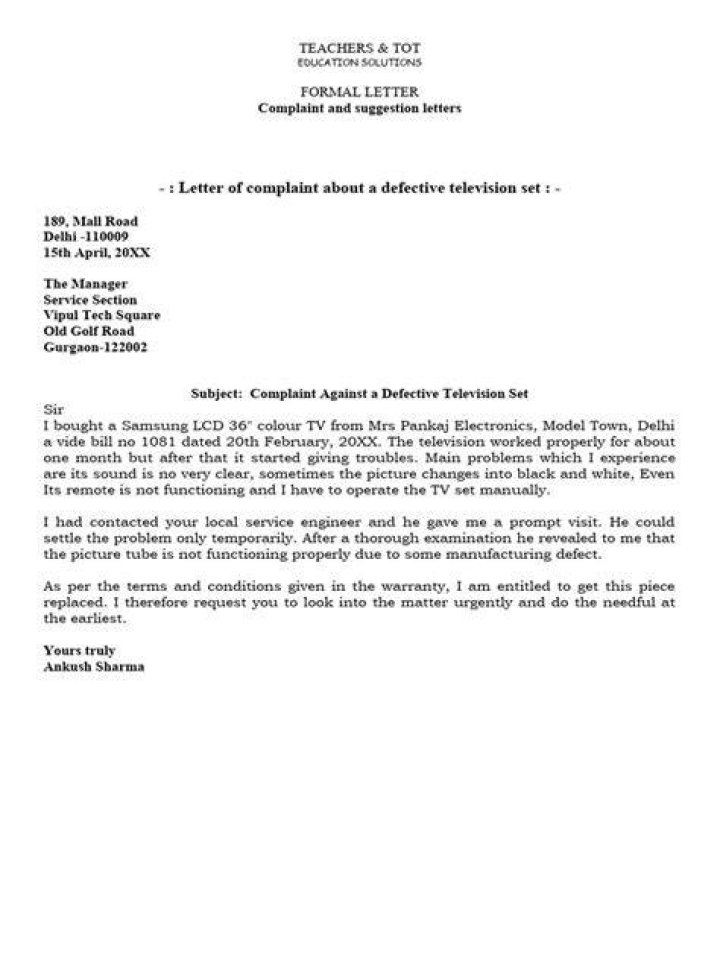 India Tv - Complaint letter India Tv - Complaint letter