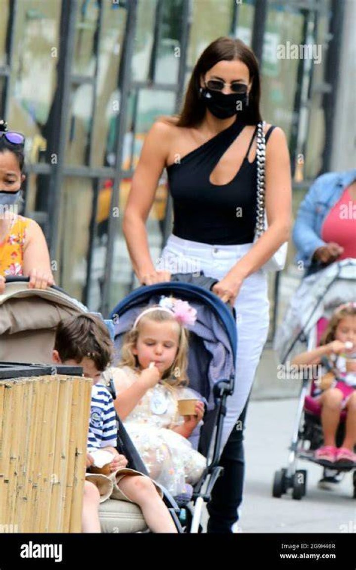 Irina Shayk pictured with her former partner Bradley Cooper and their daughter Lea