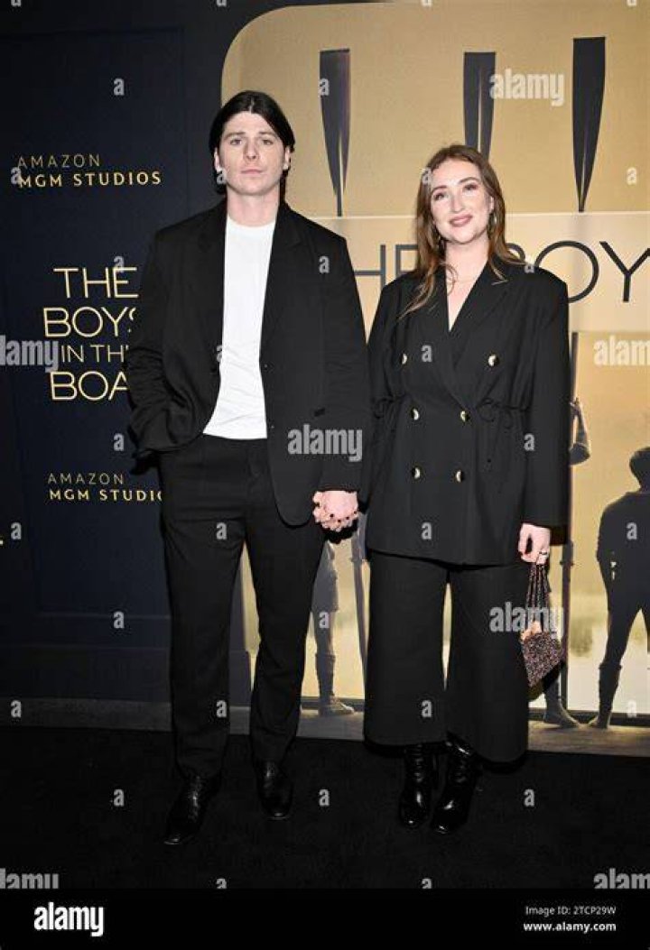 Jack Mulhern and girlfriend Lucy Consagra attend a special screening of "The Boys in the Boat