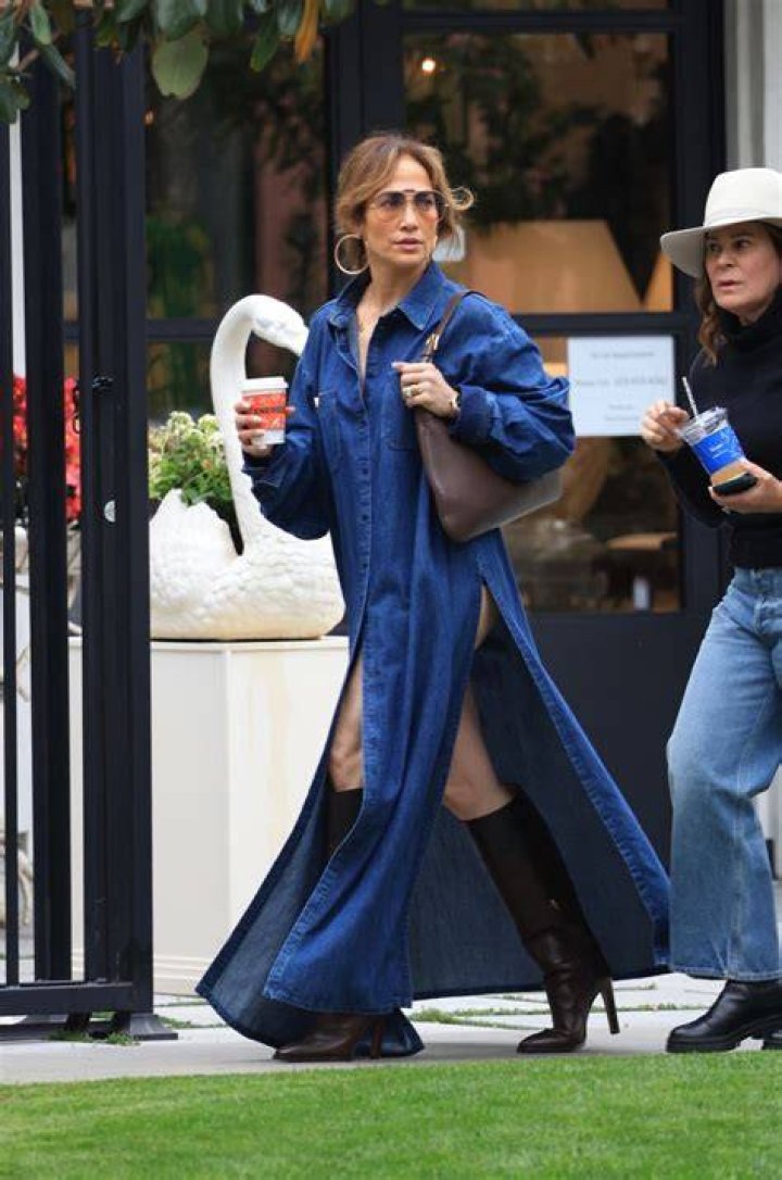 Jennifer Lopez Wore a Denim Dress With Two WaistHigh Leg Slits Flipboard