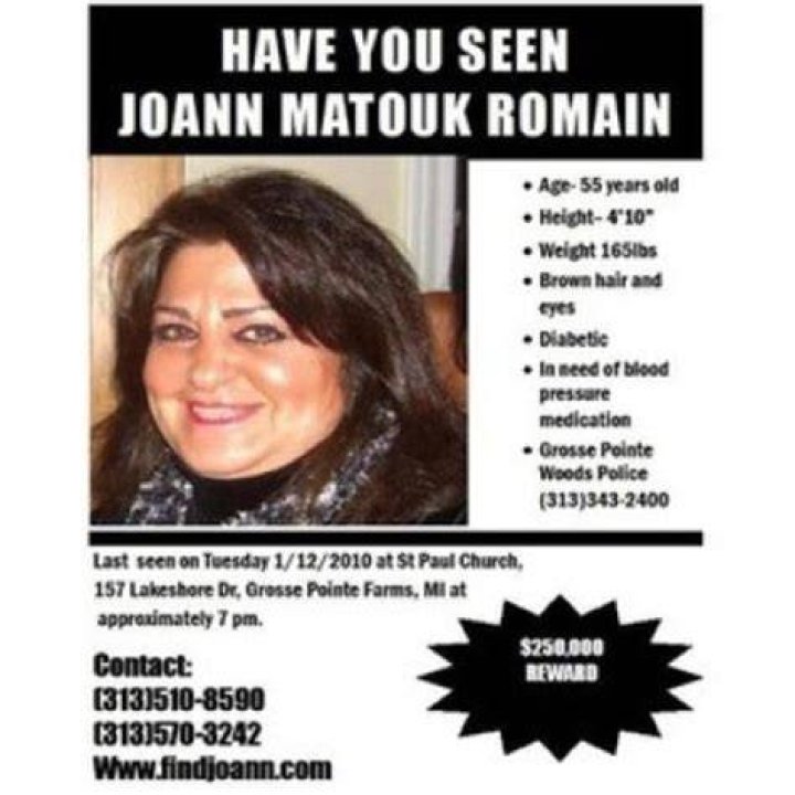 JoAnn Matouk Romain vanished after attending a church mass in Michigan in 2010