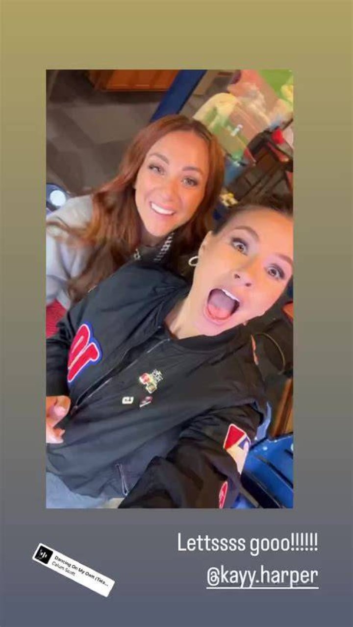 Kayla Harper with JT Realmuto's wife Lexi during Game 5
