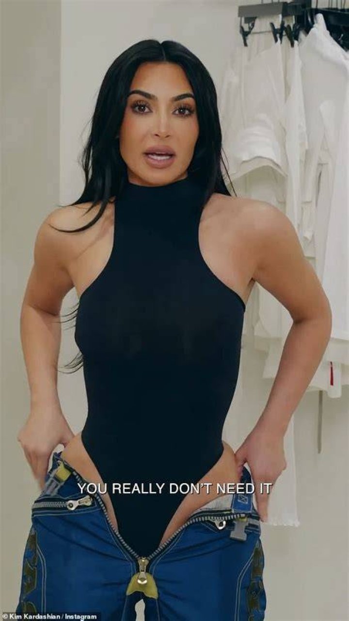 Kim showing her Skims shapewear to her Instagram followers