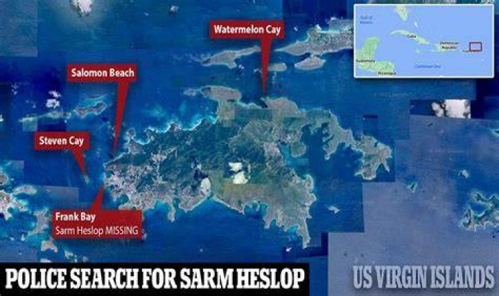 Officers are searching Steven Cay, a rocky island about half a mile west of St. John, where Sarm was living with Bane on his catamaran