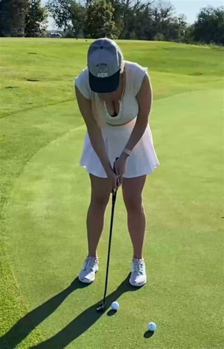 Paige Spiranac wore a low-cut top for the video