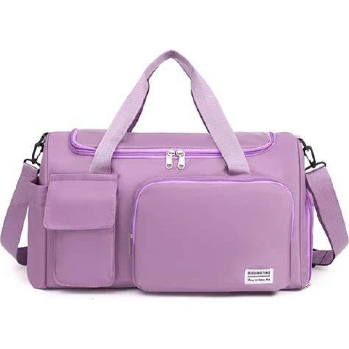 purple travel duffel bag