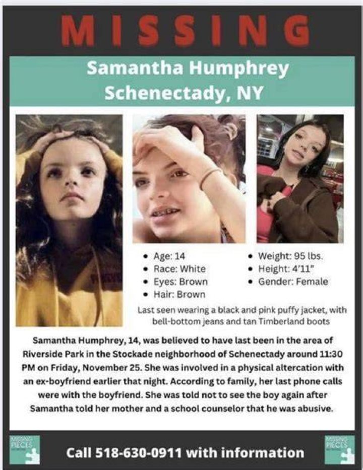 Samantha Humphrey, 14, went missing in Schenectady, New York, in November