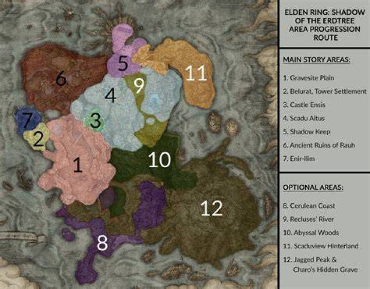Shadow of the Erdtree progression route best order to complete each