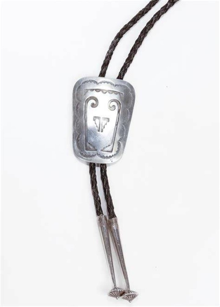 Silver Brushed leather bolo tie Prada