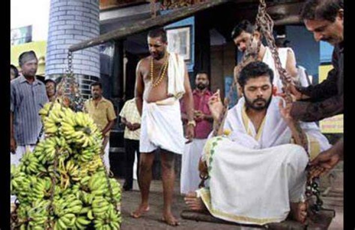 Sreesanth performing his Keralite pre wedding rituals.