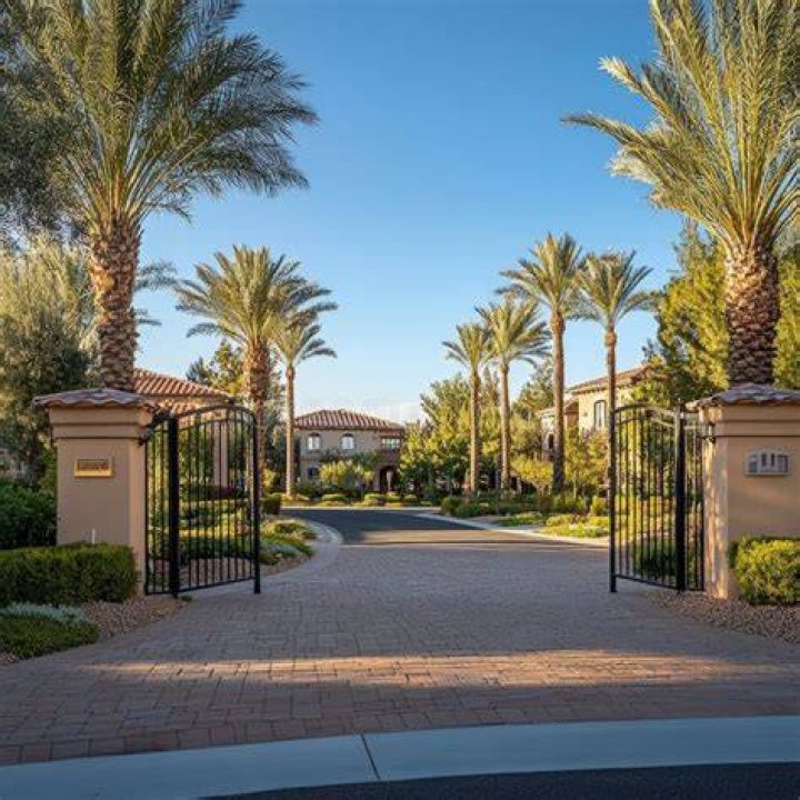 The gated community is surrounded by water
