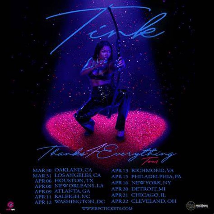 Tink Announces "Thanks 4 Everything Tour" "I'm Coming to Say Thank You"