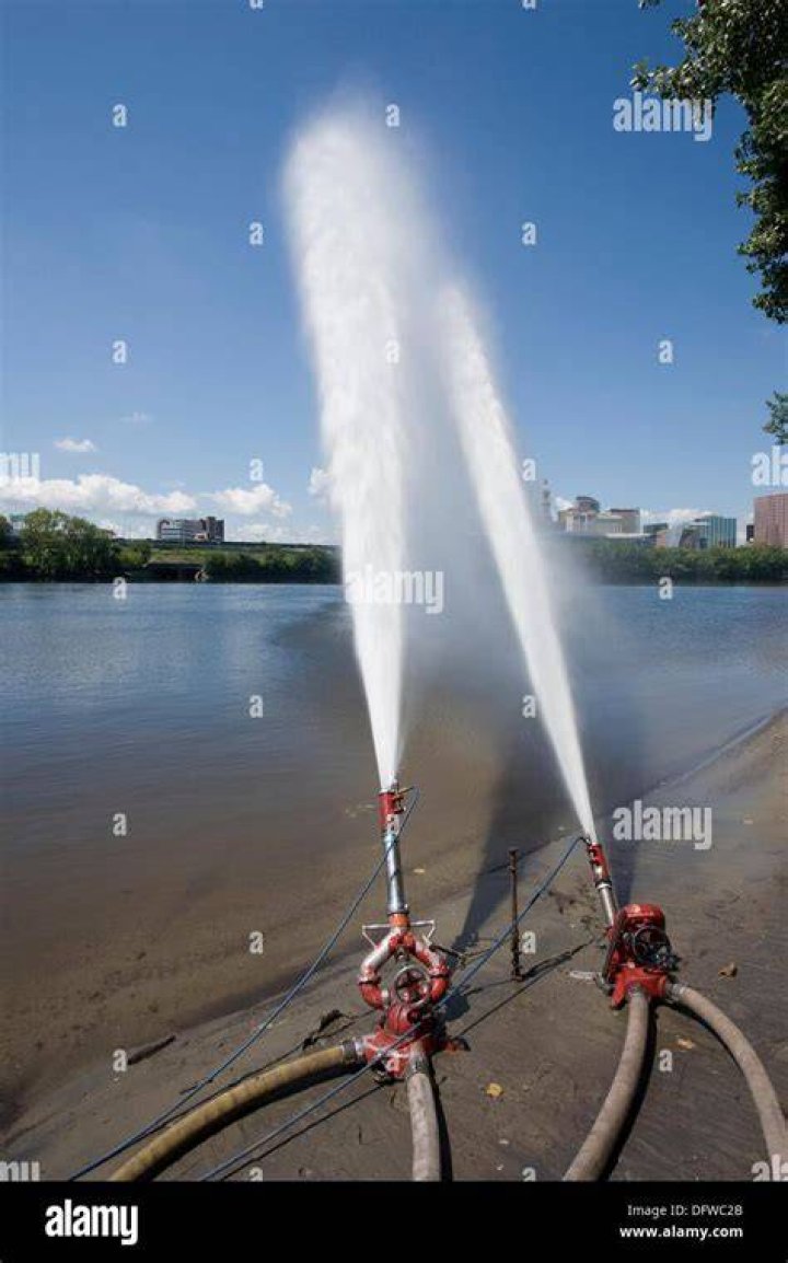 Water hoses were seen spraying in the air in the sweltering 84F heat.